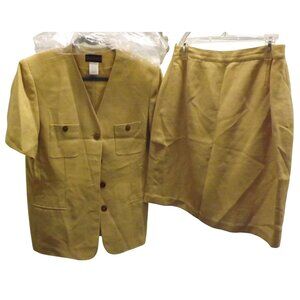 Short Sleeve Herman Geist Womens Tan 2-Piece Suit Set Blazer & Skirt Size 14